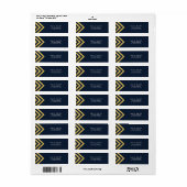 Elegant Blue en Faux Gold Geometric Address Etiket (Full Sheet)