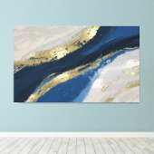 Elegant Blue en Gold Abstract Art Canvas Afdruk (Insitu (Houten vloer))