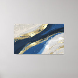 Elegant Blue en Gold Abstract Art Canvas Afdruk