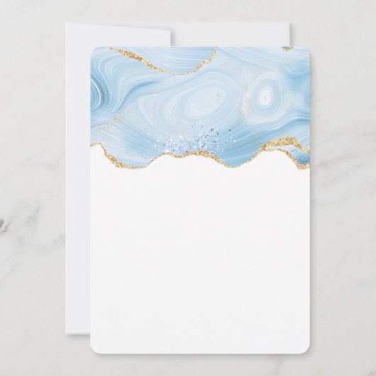 Elegant Blue en Gold Agate Background Birthday Kaart (Achterkant)