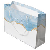 Elegant Blue en Gold Agate Design Birthday Groot Cadeauzakje (Achterkant Gekanteld)