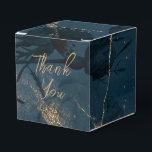Elegant Blue en Gold Bedankdoosjes<br><div class="desc">bloemen en goudzwellen over een donkerblauwe achtergrond. Pas de tekst aan met slechts een paar klikken.</div>