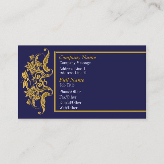 Elegant Blue en Gold Business Card-template Visitekaartje (Voorkant)