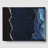 Elegant Blue en Gold Faux Glitter Agate Wedding Gastenboek (Achterkant)