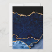 Elegant Blue en Gold Faux Glitter Agate Wedding Kaart (Achterkant)