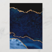 Elegant Blue en Gold Faux Glitter Agate Wedding Menu (Achterkant)