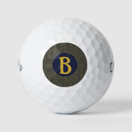 Elegant Blue en Gold Filigree Monogram Golfballen