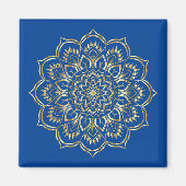 Elegant Blue en Gold Floral Mandala Pattern Magneet (Voorkant)