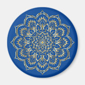 Elegant Blue en Gold Floral Mandala Pattern Magneet (Voorkant)