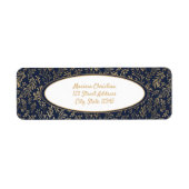 Elegant Blue en Gold Floral Pattern Etiket (Voorkant)