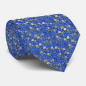 Elegant Blue en Gold Flowers Stropdas (Opgerold)