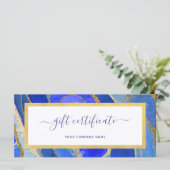Elegant Blue en Gold Geode | Cadeaubon (Staand voorkant)