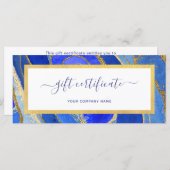 Elegant Blue en Gold Geode | Cadeaubon (Voorkant / Achterkant)