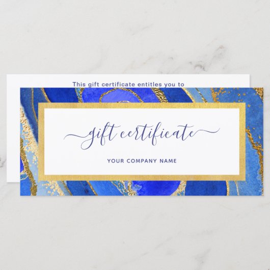 Elegant Blue en Gold Geode | Cadeaubon (Voorkant / Achterkant)
