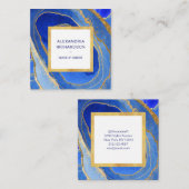 Elegant Blue en Gold Geode Vierkante Visitekaartje (Voorkant / Achterkant)