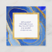 Elegant Blue en Gold Geode Vierkante Visitekaartje (Achterkant)