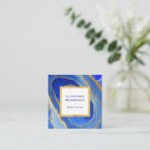 Elegant Blue en Gold Geode Vierkante Visitekaartje (Staand voorkant)