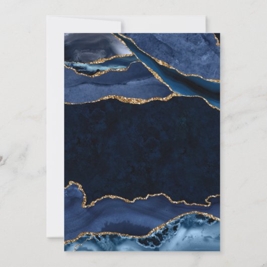 Elegant Blue en Gold Glitter Agate 21st Birthday Kaart (Achterkant)