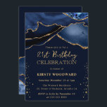 Elegant Blue en Gold Glitter Agate 21st Birthday Kaart<br><div class="desc">Elegant Navy Blue en Gold Glitter Agate design op een donkerblauwe achtergrond</div>