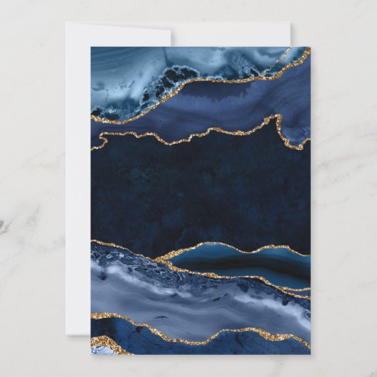 Elegant Blue en Gold Glitter Agate 21st Birthday Kaart (Achterkant)