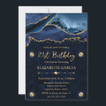 Elegant Blue en Gold Glitter Agate 21st Birthday Kaart<br><div class="desc">Elegant blauw en goud glitter agaat ontwerp met een marmeren textuur achtergrond en gouden diamanten</div>