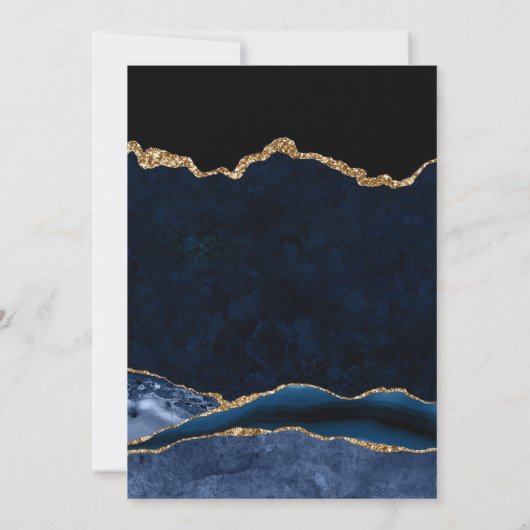 Elegant Blue en Gold Glitter Agate 60th Birthday Kaart (Achterkant)