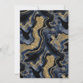 Elegant Blue en Gold Glitter Agate Quinceanera Kaart (Achterkant)