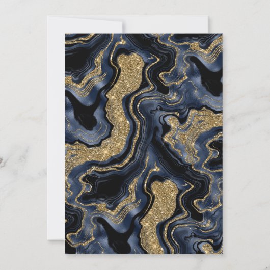 Elegant Blue en Gold Glitter Agate Quinceanera Kaart (Achterkant)