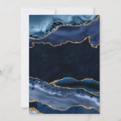 Elegant Blue en Gold Glitter Agate Wedding Kaart (Achterkant)