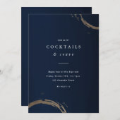 Elegant Blue en Gold Happy Hour Kaart (Voorkant / Achterkant)