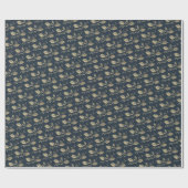 Elegant Blue en Gold Holly Berries Kerstmis Cadeaupapier (Vlak)