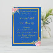 Elegant Blue en Gold Kaart (Staand voorkant)