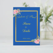 Elegant Blue en Gold Kaart (Staand voorkant)