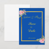 Elegant Blue en Gold Kaart (Voorkant / Achterkant)