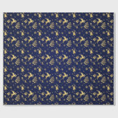 Elegant Blue en Gold Kerstmis cadeau Cadeaupapier (Vlak)