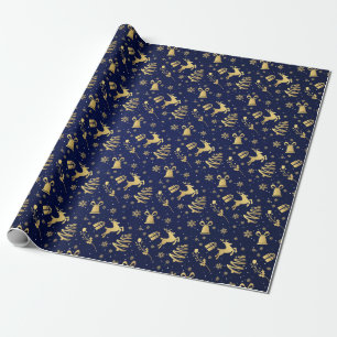 Elegant Blue en Gold Kerstmis cadeau Cadeaupapier
