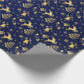 Elegant Blue en Gold Kerstmis cadeau Cadeaupapier (Hoek)