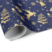 Elegant Blue en Gold Kerstmis cadeau Cadeaupapier (Rol Hoek)