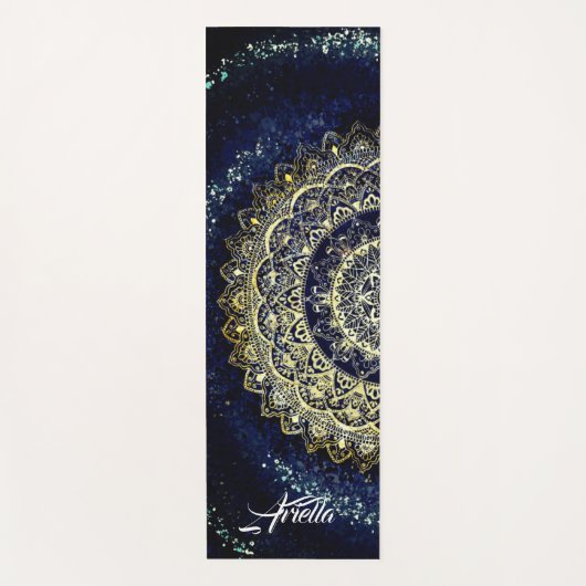 Elegant Blue en Gold Mandala Abstracte Art Yoga Yogamat (Voorkant)