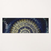Elegant Blue en Gold Mandala Abstracte Art Yoga Yogamat (Voorkant (horizontaal))