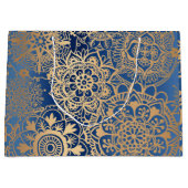 Elegant Blue en Gold Mandala Pattern Groot Cadeauzakje (Voorkant)