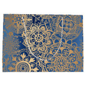 Elegant Blue en Gold Mandala Pattern Groot Cadeauzakje (Achterkant)
