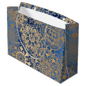 Elegant Blue en Gold Mandala Pattern Groot Cadeauzakje (Achterkant Gekanteld)