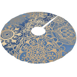 Elegant Blue en Gold Mandala Pattern Kerstboom Rok