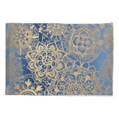 Elegant Blue en Gold Mandala Pattern Kussensloop (Achterkant-Links)