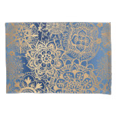 Elegant Blue en Gold Mandala Pattern Kussensloop (Voorkant-Links)