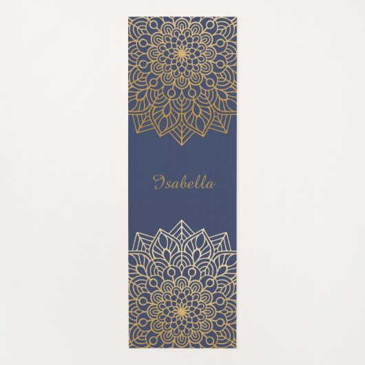 Elegant Blue en Gold Mandala Personaliseren Yogamat (Voorkant)