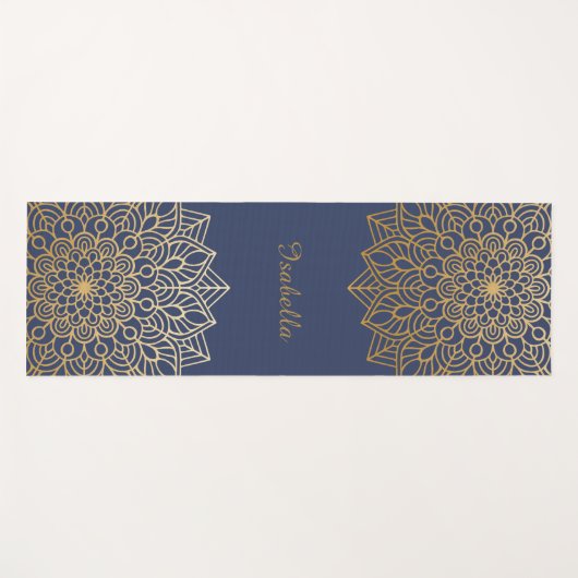 Elegant Blue en Gold Mandala Personaliseren Yogamat (Voorkant (horizontaal))
