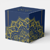 Elegant Blue en Gold Mandala Wedding for Box Bedankdoosjes (Achterkant)