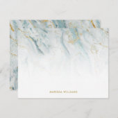 Elegant Blue en Gold Marble Texture Notitiekaartje (Voorkant / Achterkant)